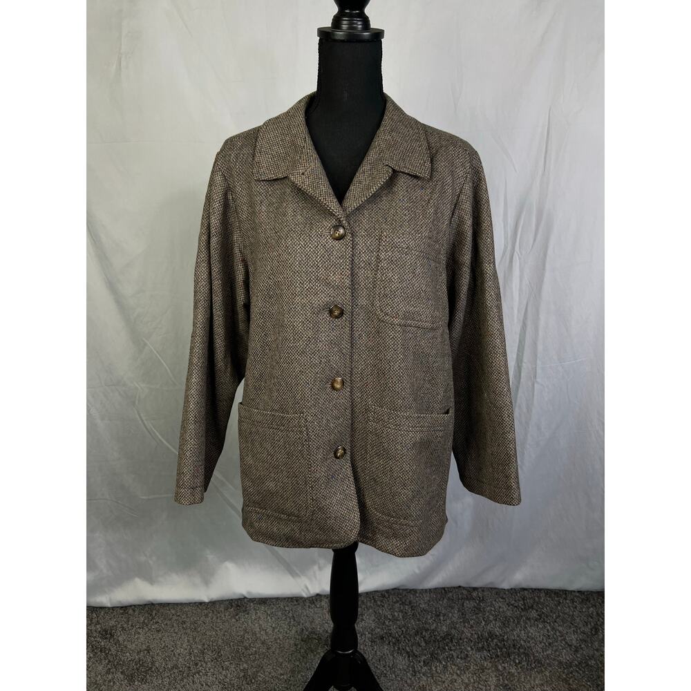 L.L. Bean women blazer jacket tweed wool casual warm winter jacket size 12P